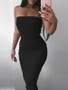 Off Shoulder Strapless Sexy Women Dress Sleeveless Straight Long Bodycon Dress Backless Casual Autumn Party Dress