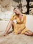 Summer Floral Long Sleeve Evening Party Beach V Neck Sundress Bohemian Beach Dress