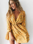 Summer Floral Long Sleeve Evening Party Beach V Neck Sundress Bohemian Beach Dress