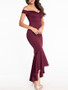 Casual High-Low Mermaid Off Shoulder Plain Evening Dress