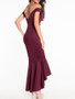 Casual High-Low Mermaid Off Shoulder Plain Evening Dress