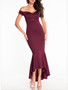 Casual High-Low Mermaid Off Shoulder Plain Evening Dress