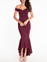 Casual High-Low Mermaid Off Shoulder Plain Evening Dress