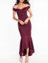 Casual High-Low Mermaid Off Shoulder Plain Evening Dress