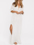 Solid Color Split-side Long Sleeves Maxi Dress