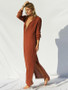 Solid Color Split-side Long Sleeves Maxi Dress