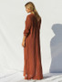Solid Color Split-side Long Sleeves Maxi Dress