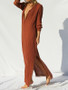 Solid Color Split-side Long Sleeves Maxi Dress