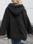New Black Fur Pockets Zipper Hooded Long Sleeve Casual Coat