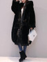 New Black Fur Pockets Zipper Hooded Long Sleeve Casual Coat