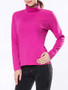 Casual Turtleneck Solid-color Long Sleeve T-shirt