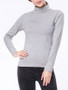 Casual Turtleneck Solid-color Long Sleeve T-shirt