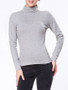 Casual Turtleneck Solid-color Long Sleeve T-shirt