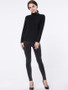 Casual Turtleneck Solid-color Long Sleeve T-shirt