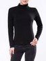 Casual Turtleneck Solid-color Long Sleeve T-shirt