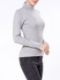 Casual Turtleneck Solid-color Long Sleeve T-shirt