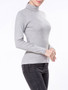 Casual Turtleneck Solid-color Long Sleeve T-shirt