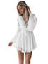 Hollow Out Chiffon Cross Bandage Lace Semi-sheer Plunge V-Neck Long Sleeve Mini Dress