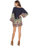 Floral Printed Long Sleeves Kaftan Mini Dress