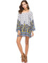 Printed Long Sleeves Kaftan Mini Dress