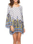 Printed Long Sleeves Kaftan Mini Dress