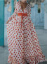 Fashion Polka-dot V-Neck Long Sleeves Maxi Dress