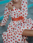 Fashion Polka-dot V-Neck Long Sleeves Maxi Dress