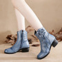 Women's Boots Mother Folk Style Winter Ankle Boots Vintage Women Genuine Leather Boots