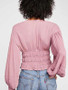 Pink Buttons Ruffle V-neck Long Sleeve Sweet Blouse