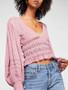 Pink Buttons Ruffle V-neck Long Sleeve Sweet Blouse