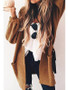 New Coffee Pockets Lantern Sleeve Casual Cardigan Knit Coat