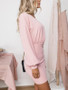 New Pink Ruffle Round Neck Long Sleeve Fashion Mini Dress