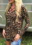 New Multicolor Leopard Irregular V-neck Long Sleeve T-Shirt