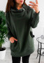 New Army Green Patchwork Hooded Long Sleeve Pockets Zipper Fashion Pullover Sweatshirt