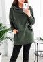 New Army Green Patchwork Hooded Long Sleeve Pockets Zipper Fashion Pullover Sweatshirt