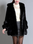 New Black Fur Pockets Buttons Rhinestone Hooded Long Sleeve Elegant Coat