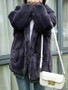 New Grey Fur Pockets Zipper Hooded Long Sleeve Casual Coat