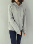 New Grey Drawstring Round Neck Long Sleeve Going out Sweatshirt