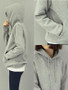 New Grey Drawstring Round Neck Long Sleeve Going out Sweatshirt