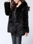 New Black Fur Hooded Long Sleeve Elegant Coat