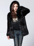 New Black Fur Hooded Long Sleeve Elegant Coat
