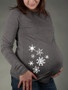 New Grey Snowflake Christmas Long Sleeve Round Neck Maternity Babyshowes T-Shirt