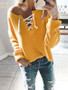 New Yellow Drawstring Round Neck Long Sleeve Fashion T-Shirt