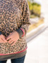 New Brown Leopard Print Round Neck Long Sleeve Fashion Blouse
