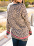 New Brown Leopard Print Round Neck Long Sleeve Fashion Blouse