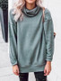 New Green Cowl Neck Long Sleeve Oversize Casual Sweatshirt