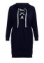 New Dark Blue Drawstring Lace Up Irregular V-neck Long Sleeve Casual Pullover Sweatshirt