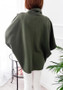 New Army Green Irregular High Neck Long Sleeve Casual Pullover Sweatshirt