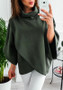 New Army Green Irregular High Neck Long Sleeve Casual Pullover Sweatshirt