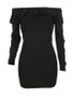 New Black Off Shoulder Ruffle Backless Long Sleeve Bodycon Party Mini Dress